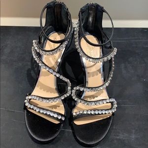 Evening black satin dressy shoe.